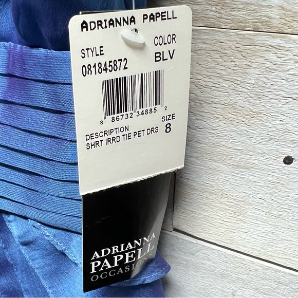 Adrianna Papell Dress Womens 8P Blue Tiered Layered Sleeveless V Neck Cocktail - Picture 8 of 13